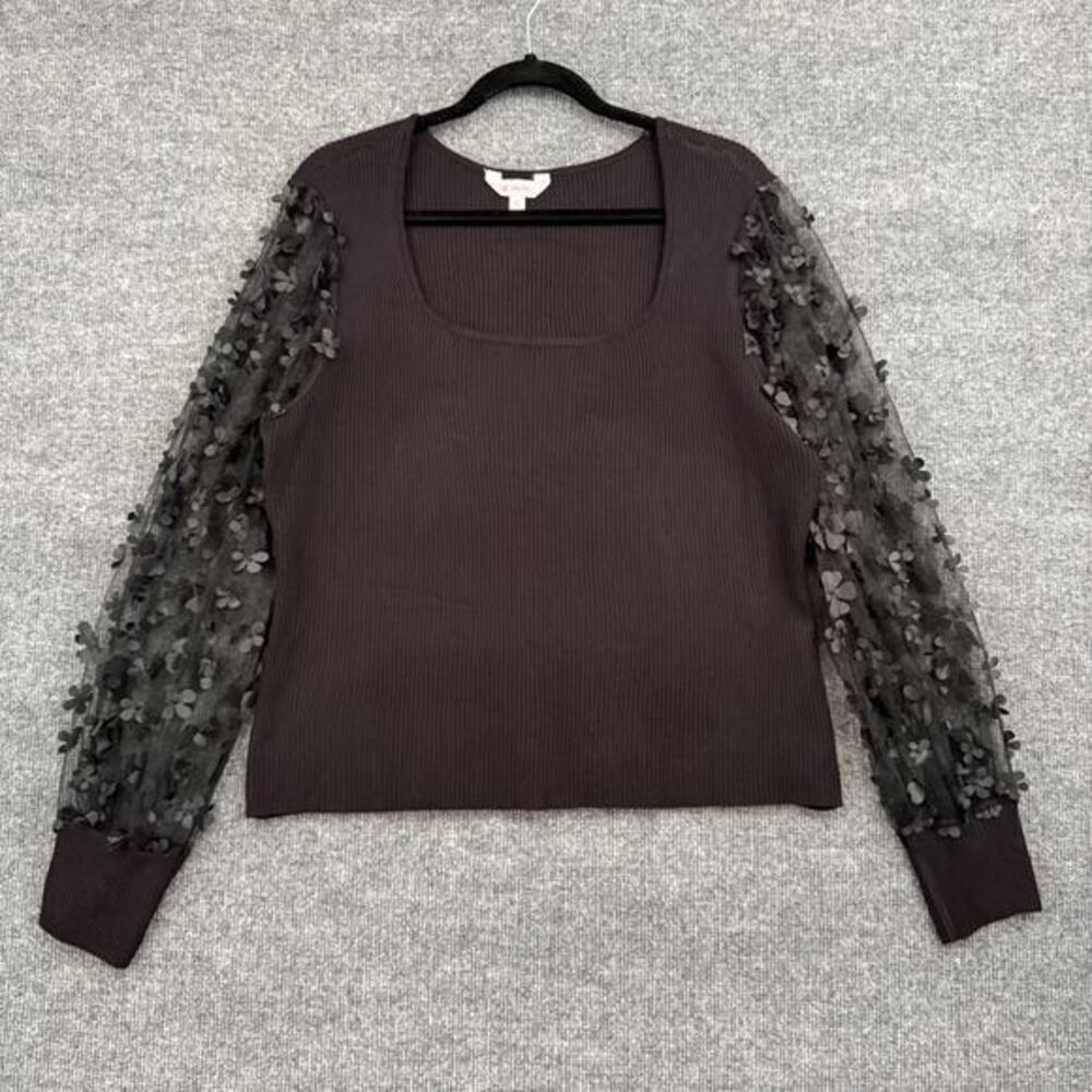 No Boundaries Womens Fairy Grunge Whimsigoth Sweater Size XXXL Black 3D Floral